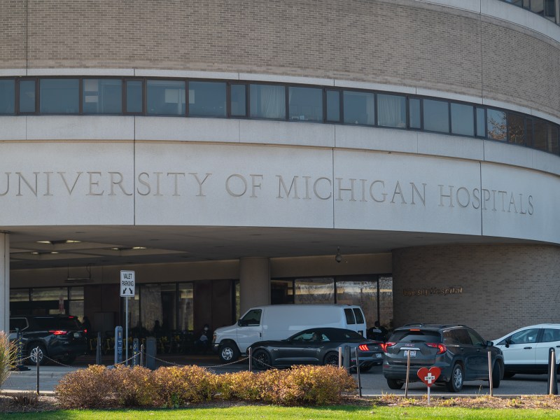 The outside of the University of Michigan hospital building.