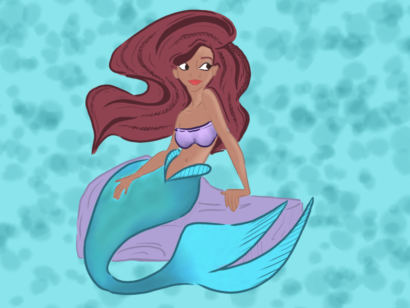 ALT Digital illustration of Halle Bailey as The Little Mermaid.