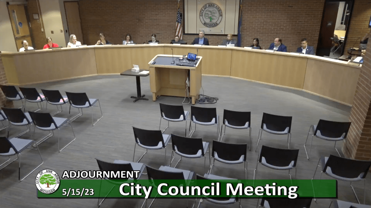 Screenshot of Ann Arbor City Council meeting.