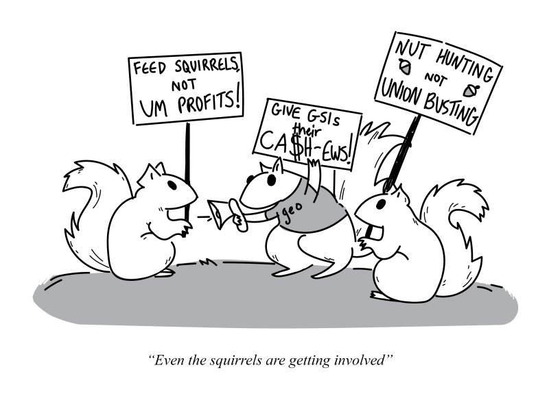 Image of squirrels protesting.